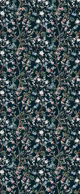 Fabric roller blind with flower vines pattern