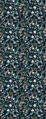 Fabric roller blind with flower vines pattern