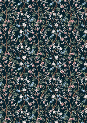Fabric roller blind with flower vines pattern