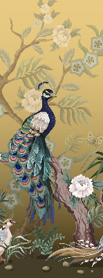 Roller blind for large window Peacock on a tree