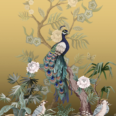 Roller blind for large window Peacock on a tree