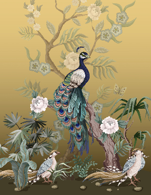 Roller blind for large window Peacock on a tree