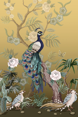 Roller blind for large window Peacock on a tree