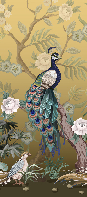 Roller blind for large window Peacock on a tree