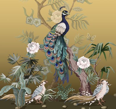 Roller blind for large window Peacock on a tree
