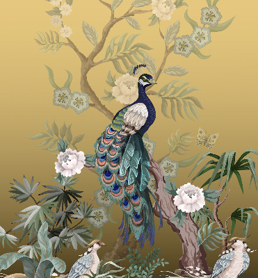Roller blind for large window Peacock on a tree