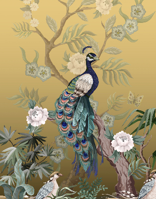 Roller blind for large window Peacock on a tree