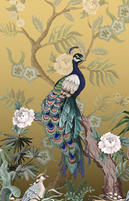 Roller blind for large window Peacock on a tree