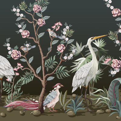 Fabric roller blind Birds by the tree