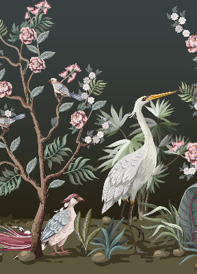 Fabric roller blind Birds by the tree