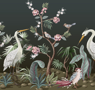 Fabric roller blind Birds by the tree
