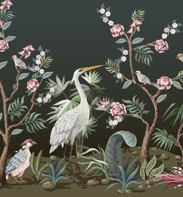 Fabric roller blind Birds by the tree