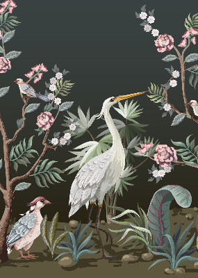 Fabric roller blind Birds by the tree