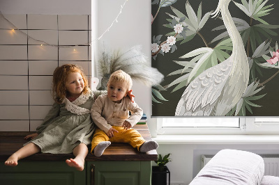 Fabric roller blind Birds by the tree