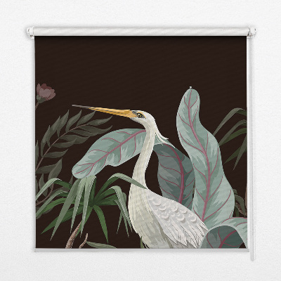Modern roller blind with birds in the leaves print