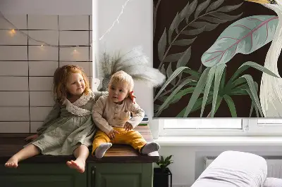 Modern roller blind with birds in the leaves print