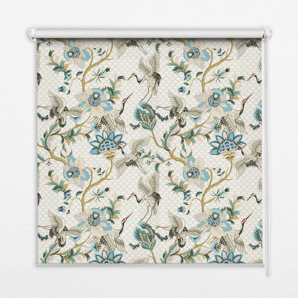 Fabric roller blind Flowers and birds