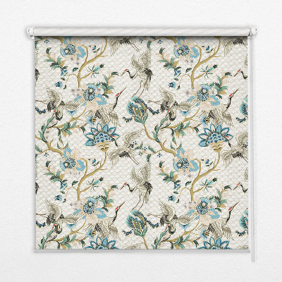 Fabric roller blind Flowers and birds
