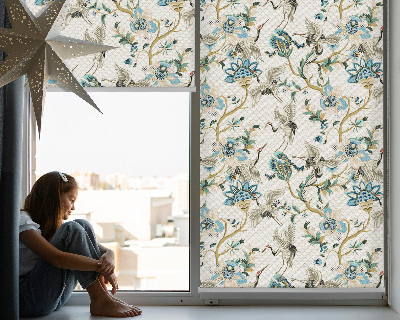 Fabric roller blind Flowers and birds