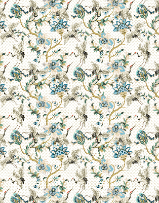 Fabric roller blind Flowers and birds