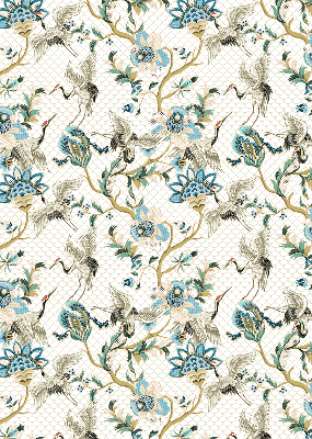 Fabric roller blind Flowers and birds
