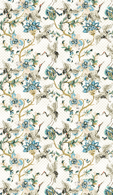 Fabric roller blind Flowers and birds