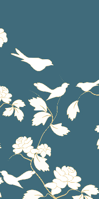 Modern roller blind White birds on white flowers