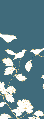 Modern roller blind White birds on white flowers