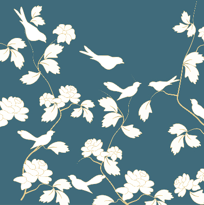 Modern roller blind White birds on white flowers