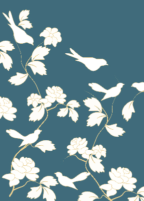 Modern roller blind White birds on white flowers