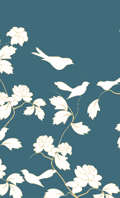 Modern roller blind White birds on white flowers