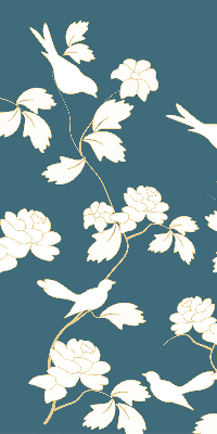 Modern roller blind White birds on white flowers