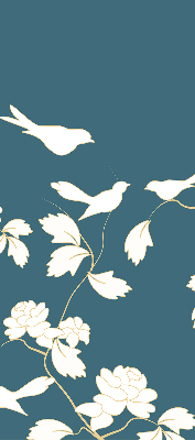 Modern roller blind White birds on white flowers