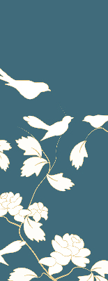 Modern roller blind White birds on white flowers