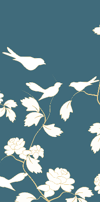 Modern roller blind White birds on white flowers