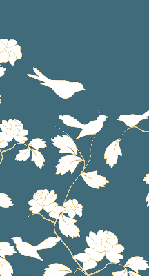 Modern roller blind White birds on white flowers