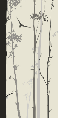 Fabric roller blind with a trees pattern