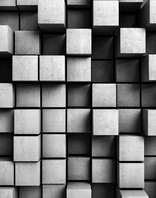 Modern roller blind stone cubes pattern