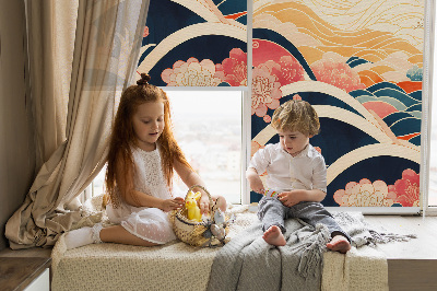 Roller blind for large window A wave of flowers