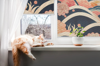 Roller blind for large window A wave of flowers