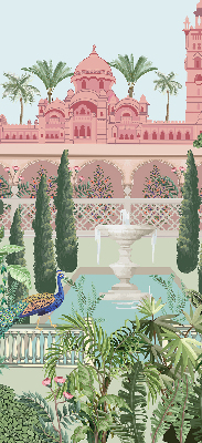 Fabric roller blind Palace with a garden