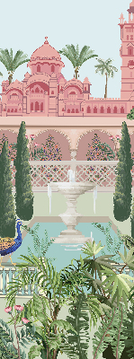 Fabric roller blind Palace with a garden