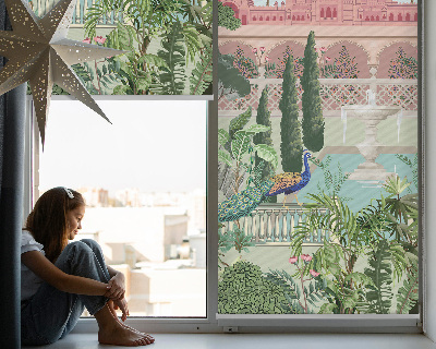 Fabric roller blind Palace with a garden