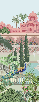 Fabric roller blind Palace with a garden