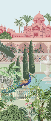 Fabric roller blind Palace with a garden