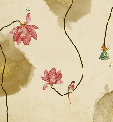 Modern roller blind with a floral print