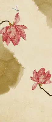 Modern roller blind with a floral print