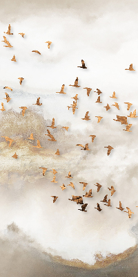 Roller blind for large window A flock of birds