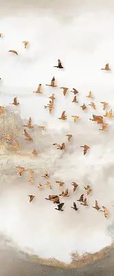 Roller blind for large window A flock of birds design