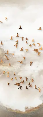 Roller blind for large window A flock of birds design